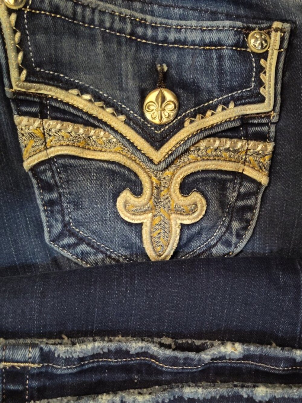 Rock Revival size 30 Fleur de Lis Flap back Pockets Designs Boot cut Jeans - Picture 11 of 14